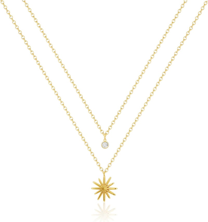 Tewiky Dainty 14k Gold Plated/Silver Cubic Zirconia Necklaces for Women, Simple CZ Jewelry Necklaces Trendy Gifts - Image 1